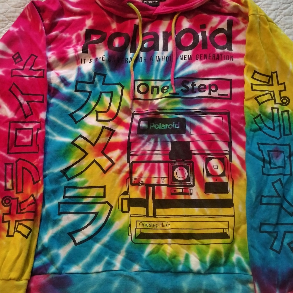 Polaroid tie dye pullover hoodie XL